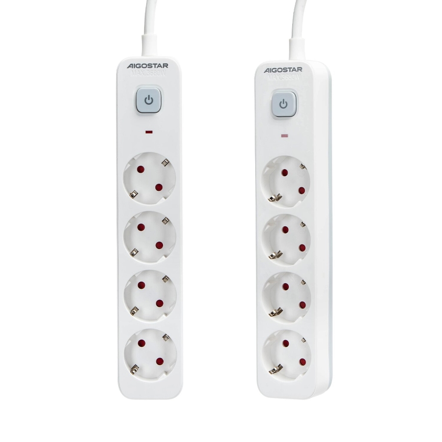 Aigostar - Produžni kabel s prekidačem 4U Tip F 1,5m bijela