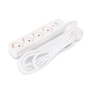 Aigostar - Produžni kabel s prekidačem 4U Tip F 3m bijela