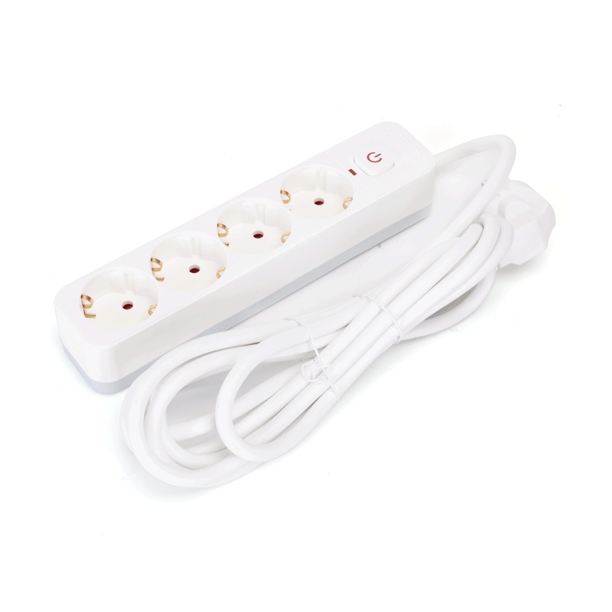Aigostar - Produžni kabel s prekidačem 4U Tip F 3m bijela