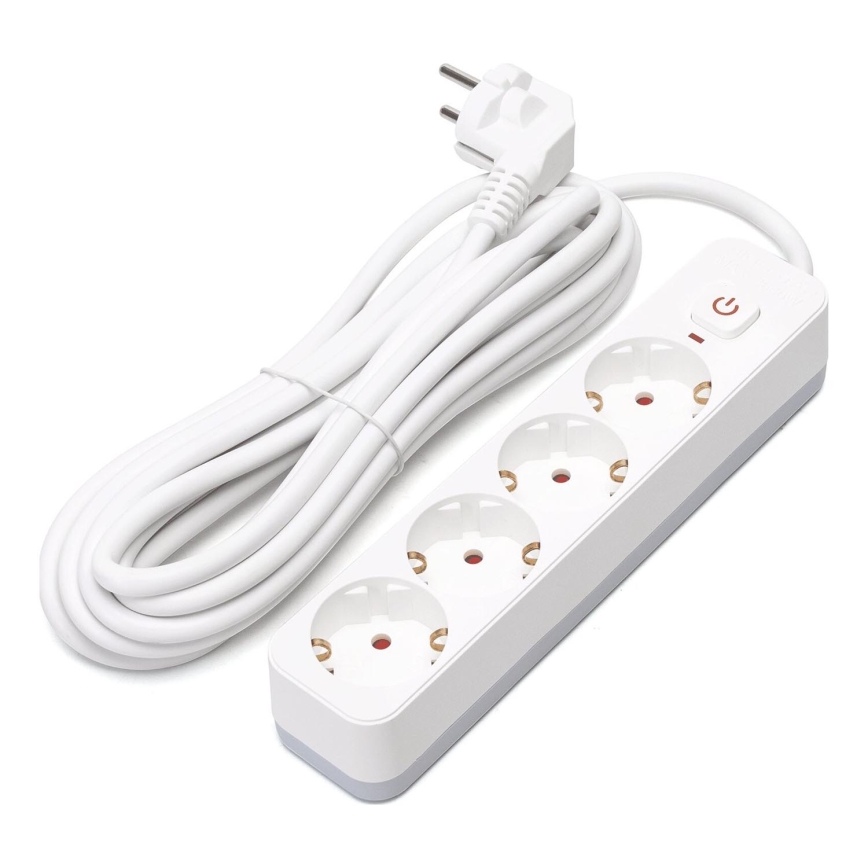 Aigostar - Produžni kabel s prekidačem 4U Tip F 5m bijela