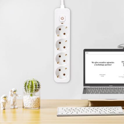 Aigostar - Produžni kabel s prekidačem 4U Tip F 5m bijela