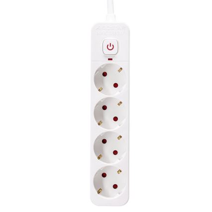 Aigostar - Produžni kabel s prekidačem 4U Tip F 5m bijela