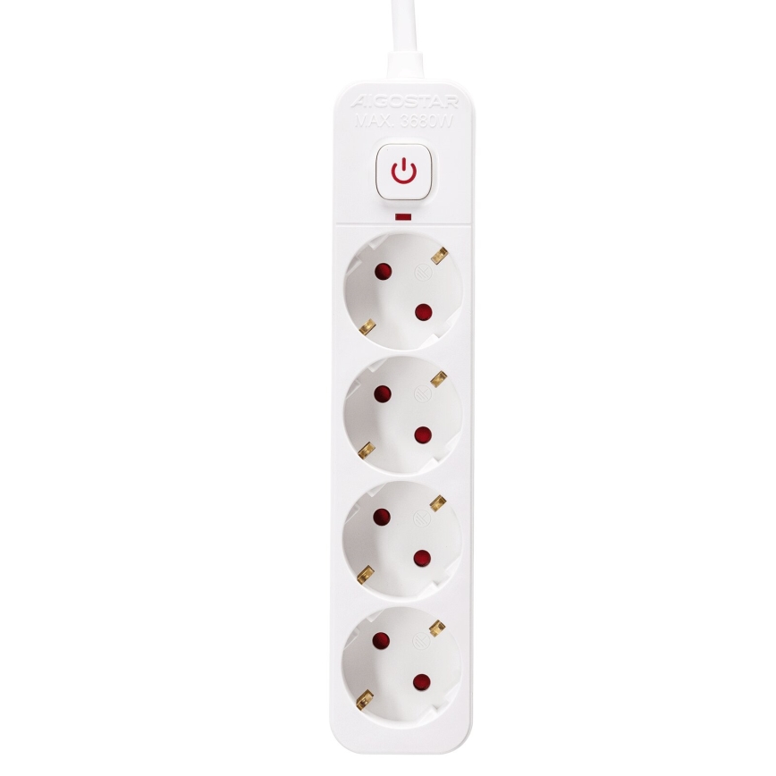 Aigostar - Produžni kabel s prekidačem 4U Tip F 5m bijela