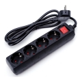 Aigostar - Produžni kabel s prekidačem 4Z 1,5m SCHUKO crna