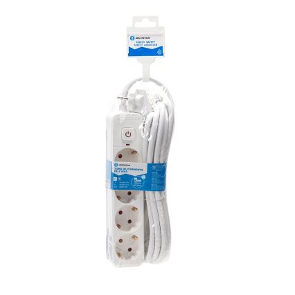 Aigostar - Produžni kabel s prekidačem 4 utičnice Tip F 5m SCHUKO bijela