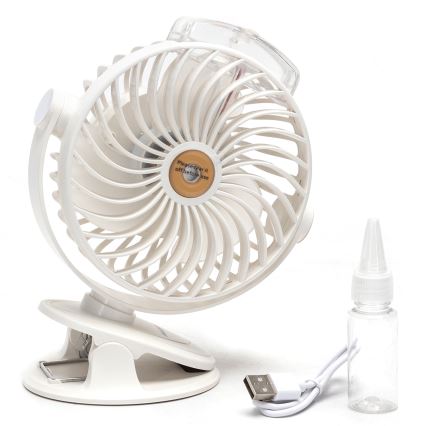 Aigostar - Punjaći stolni ventilator s kopčom 2W/5V 2400mAh USB bijeli