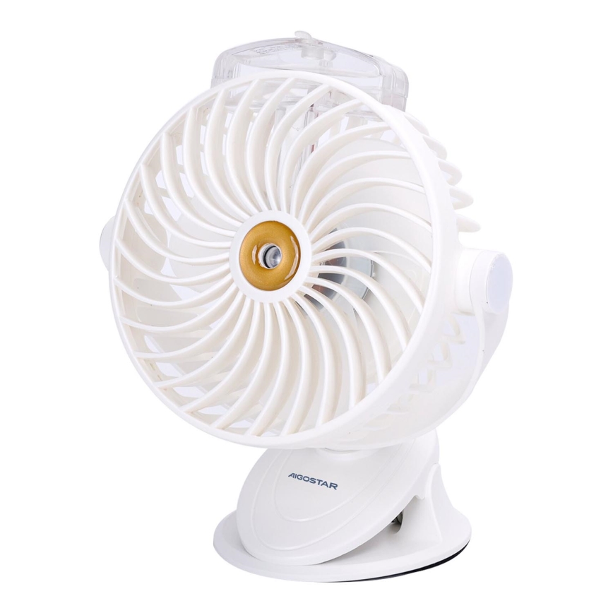 Aigostar - Punjivi džepni ventilator 2W/5V 2400mAh USB bijela