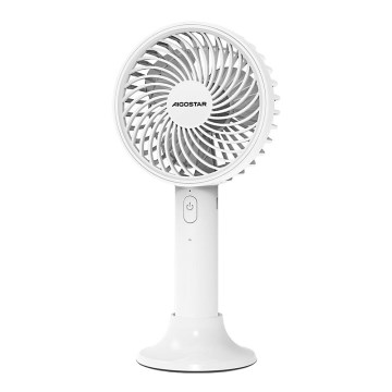 Aigostar - Punjivi džepni ventilator 3W/5V 1500mAh USB bijela