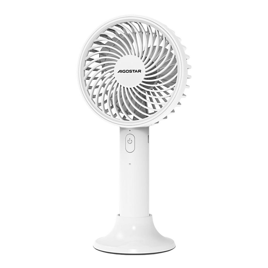 Aigostar - Punjivi džepni ventilator 3W/5V 1500mAh USB bijela