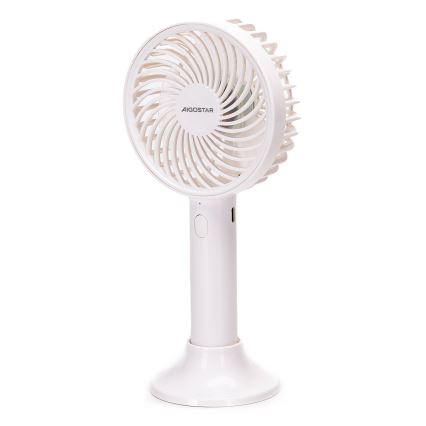 Aigostar - Punjivi džepni ventilator 3W/5V 1500mAh USB bijela