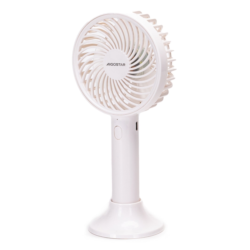 Aigostar - Punjivi džepni ventilator 3W/5V 1500mAh USB bijela