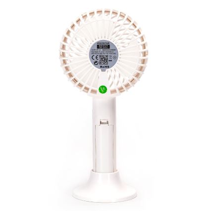 Aigostar - Punjivi džepni ventilator 3W/5V 1500mAh USB bijela