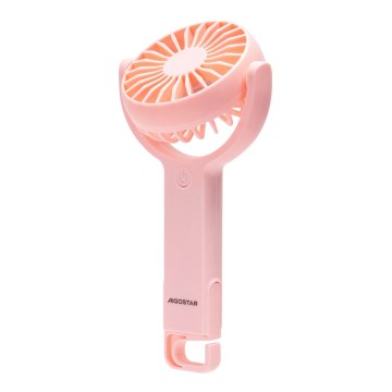 Aigostar - Punjivi džepni ventilator 4,5W/3,7V 1200mAh USB ružičasta