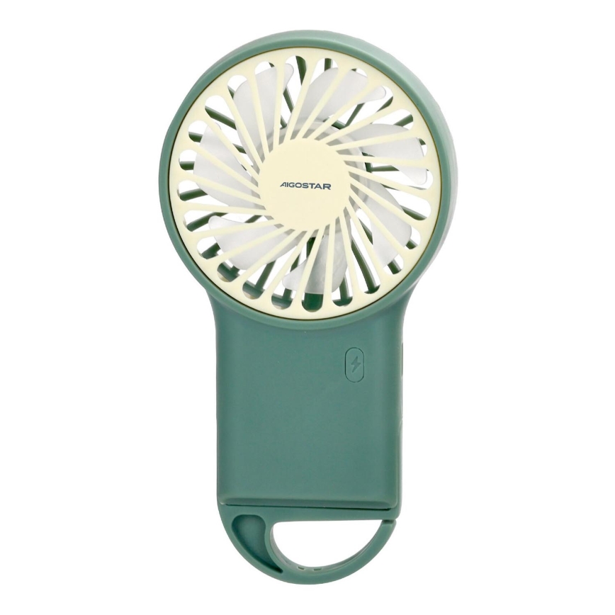 Aigostar - Punjivi džepni ventilator 4W/5V 500mAh USB zelena