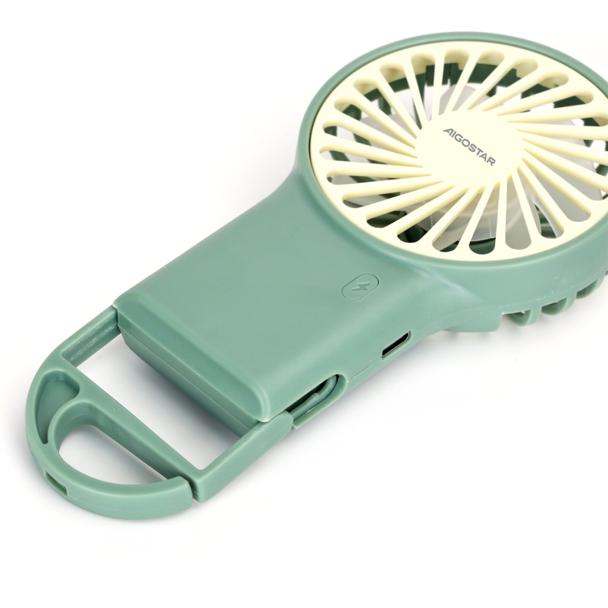 Aigostar - Punjivi džepni ventilator 4W/5V 500mAh USB zelena