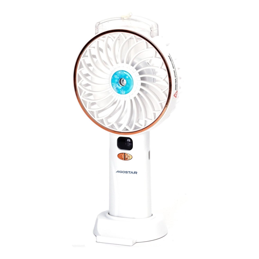 Aigostar - Punjivi džepni ventilator 5W/5V 2400mAh USB bijela