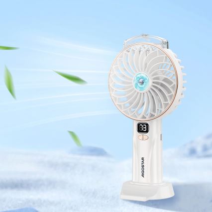 Aigostar - Punjivi džepni ventilator 5W/5V 2400mAh USB bijeli