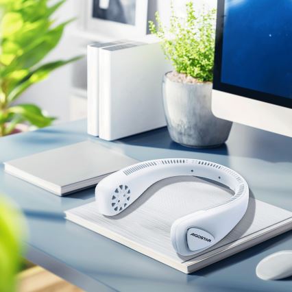 Aigostar - Punjivi ventilator za vrat 4W/5V 2000mAh bijela