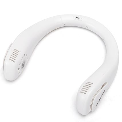 Aigostar - Punjivi ventilator za vrat 4W/5V 2000mAh bijela