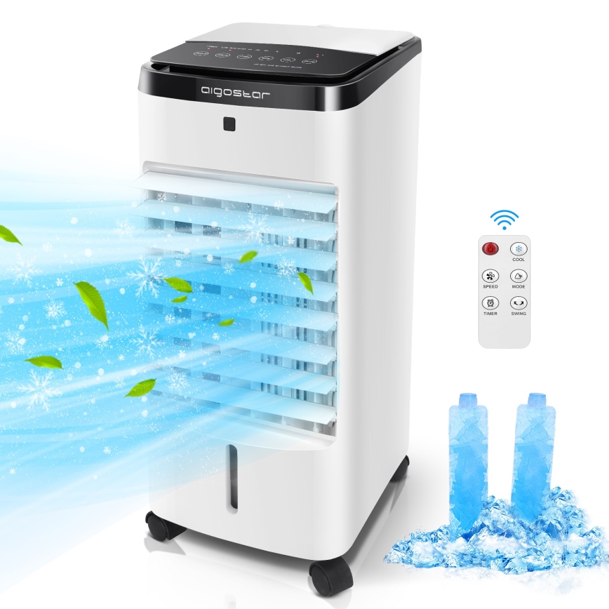 Aigostar - Rashlađivač zraka 60W/230V bijela/crna + daljinski upravljač