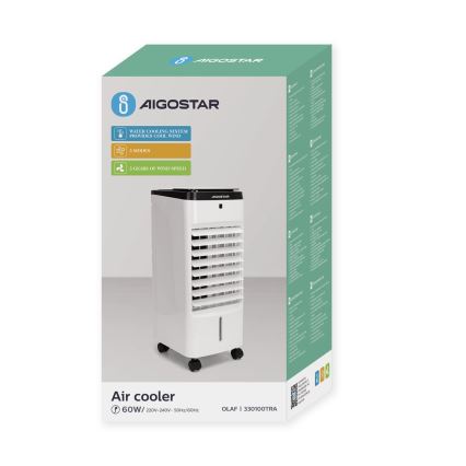 Aigostar - Rashlađivač zraka 60W/230V bijela/crna + daljinski upravljač
