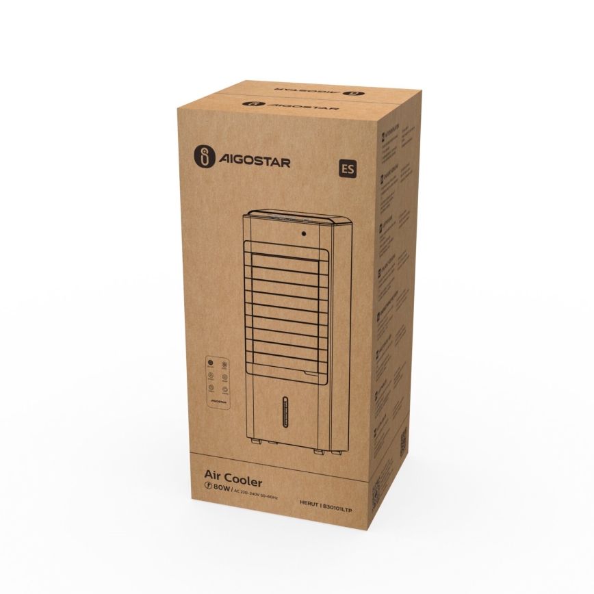 Aigostar - Rashlađivač zraka 80W/230V bijela + daljinski upravljač
