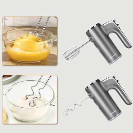 Aigostar - Ručni mikser 400W/230V siva/mat krom