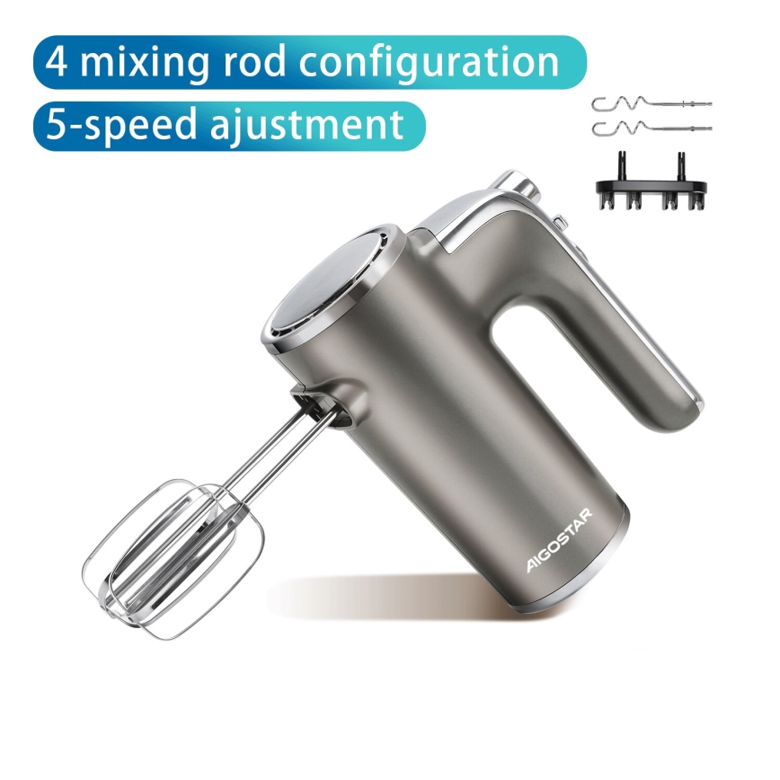 Aigostar - Ručni mikser 400W/230V siva/mat krom