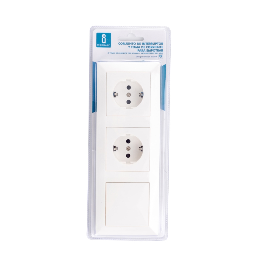 Aigostar - SET 2x Kućna utičnica s prekidačem 2x16A/250V