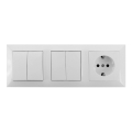 Aigostar - SET 2x Kućni prekidač s 2 tipke i utičnicom 1x16A/250V SCHUKO