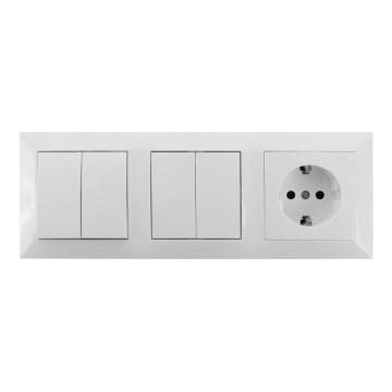 Aigostar - SET 2x Kućni prekidač s 2 tipke i utičnicom 1x16A/250V SCHUKO
