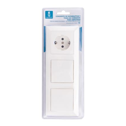 Aigostar - Set 2x kućnih prekidača s utičnicom 1x16A/250V SCHUKO