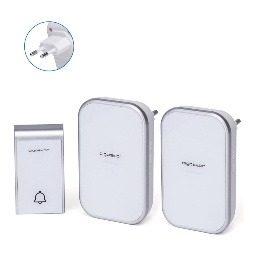 Aigostar - SET 2x Utično bežično zvono 230V/12V IP44 bijela