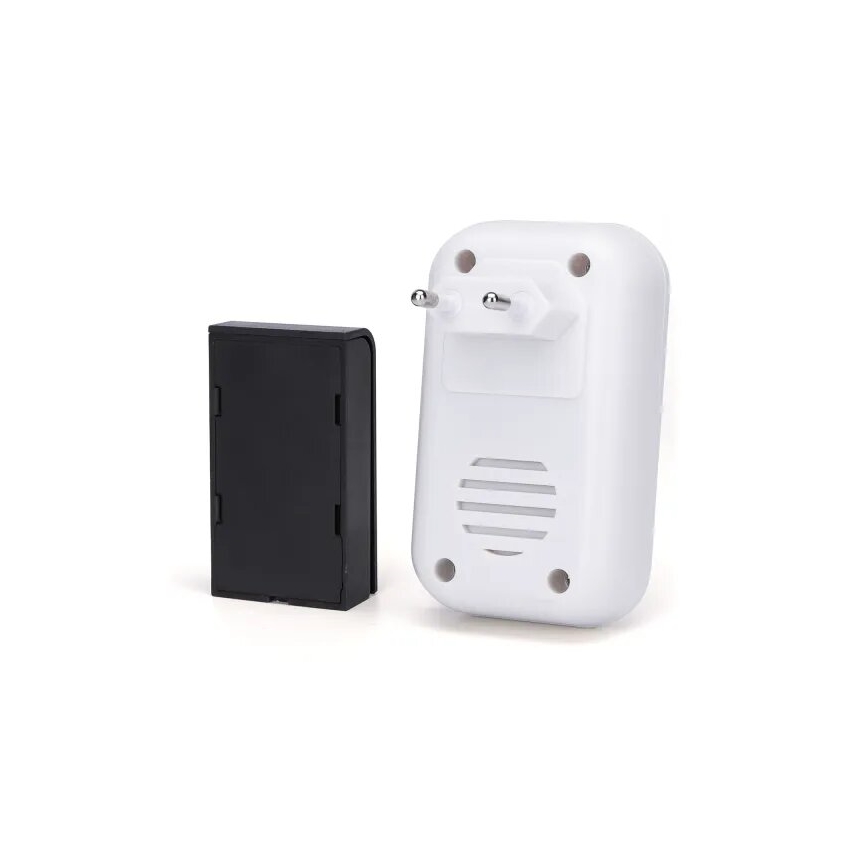 Aigostar - SET 2x Utično bežično zvono 230V/12V IP44 bijela/crna