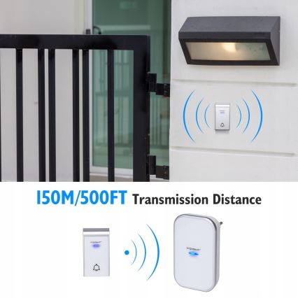 Aigostar - SET 2x Utično bežično zvono 230V/12V IP44 bijela