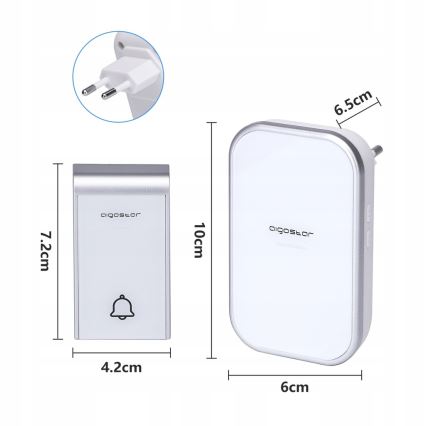 Aigostar - SET 2x Utično bežično zvono 230V/12V IP44 bijela
