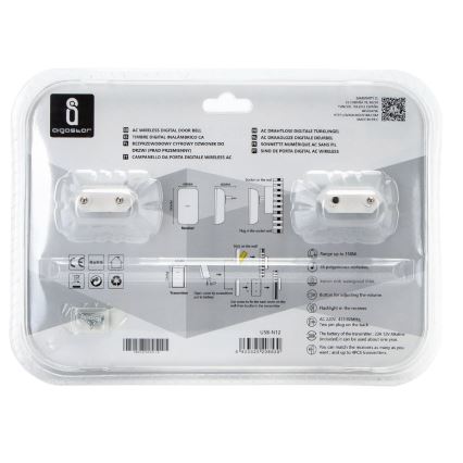 Aigostar - SET 2x Utično bežično zvono 230V/12V IP44 bijela