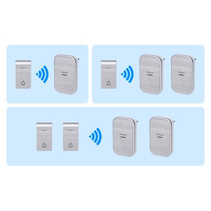 Aigostar - SET 2x Utično bežično zvono 230V/12V IP44 srebrna