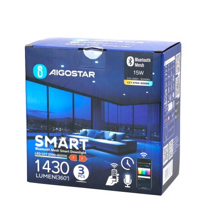 Aigostar - SET 3x LED Prigušiva ugradbena svjetiljka MESH LED/15W/230V 2700K-6500K pr.17cm