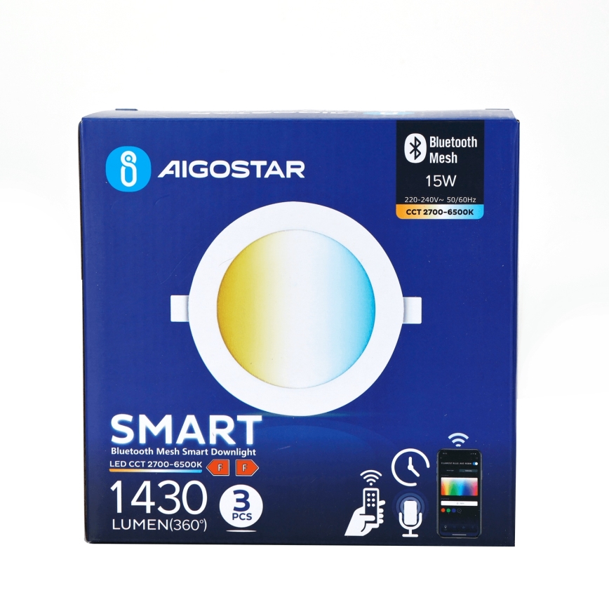 Aigostar - SET 3x LED Prigušiva ugradbena svjetiljka MESH LED/15W/230V 2700K-6500K pr.17cm