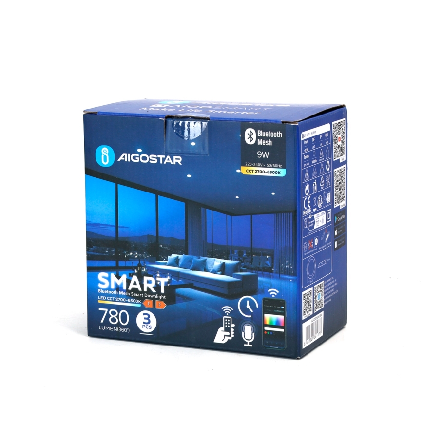 Aigostar - SET 3x LED Prigušiva ugradbena svjetiljka MESH LED/9W/230V 2700K-6500K pr. 14,5 cm