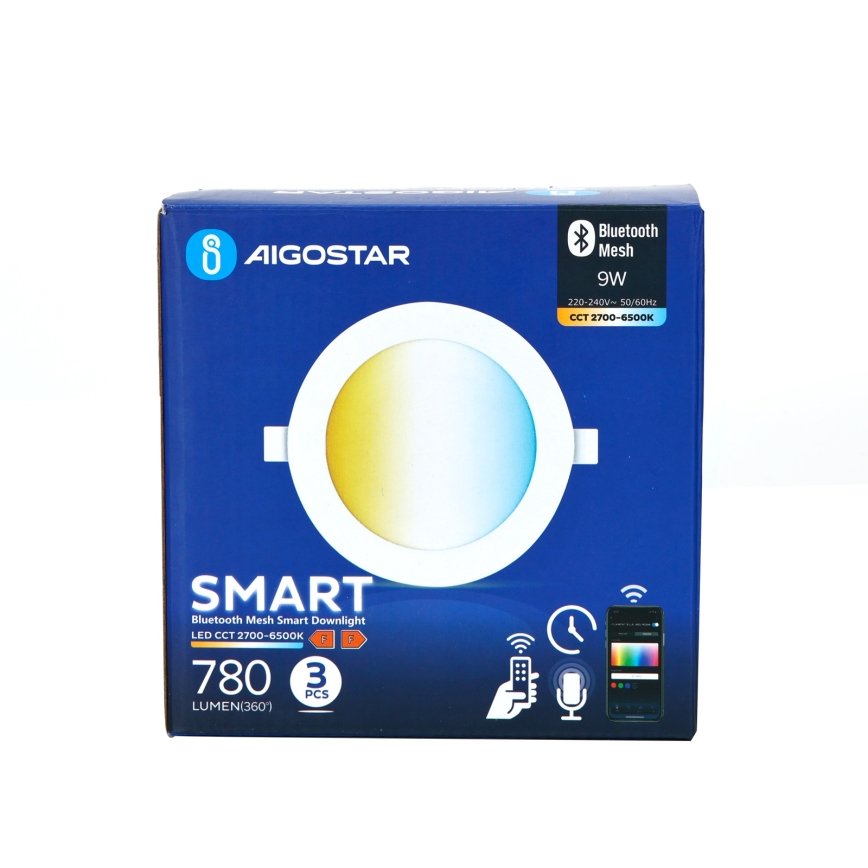 Aigostar - SET 3x LED Prigušiva ugradbena svjetiljka MESH LED/9W/230V 2700K-6500K pr. 14,5 cm