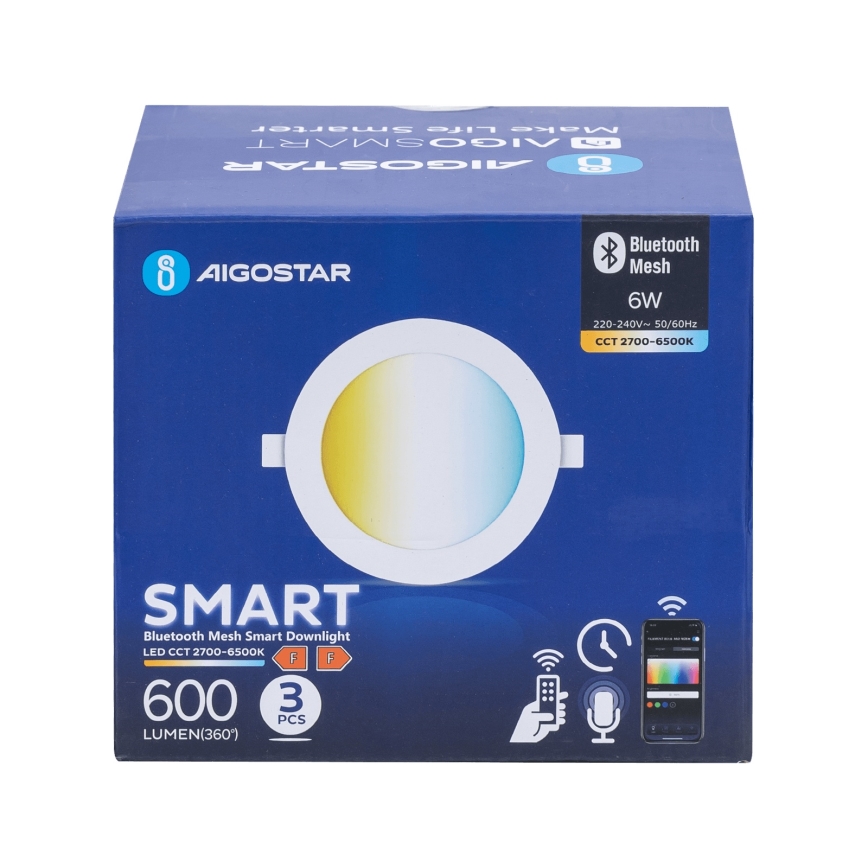 Aigostar - SET 3x LED Prigušiva ugradbena svjetiljka MESH LED/6W/230V 2700K-6500K pr.11,5cm