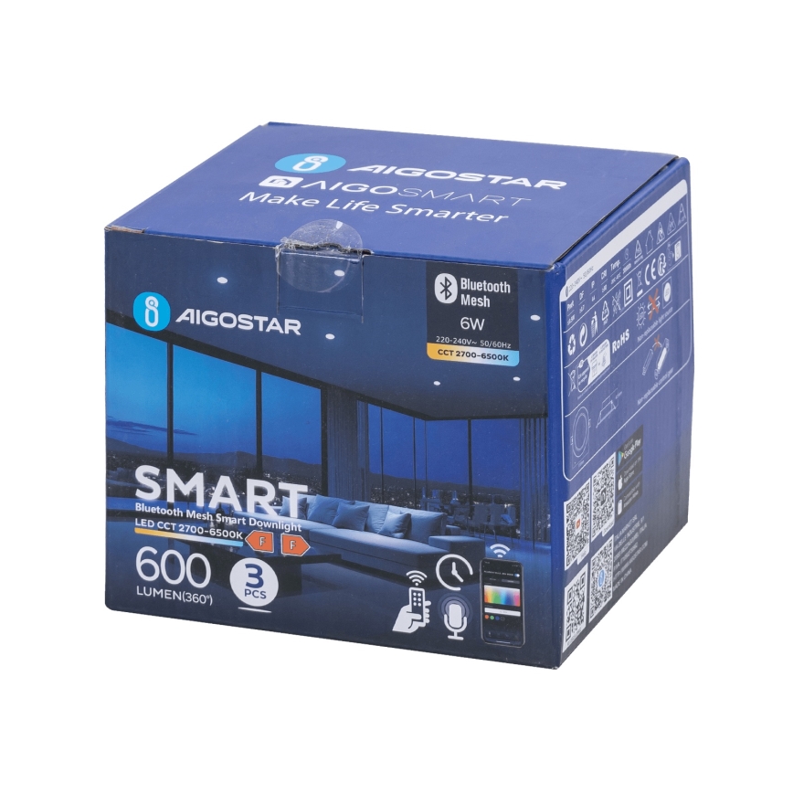 Aigostar - SET 3x LED Prigušiva ugradbena svjetiljka MESH LED/6W/230V 2700K-6500K pr.11,5cm