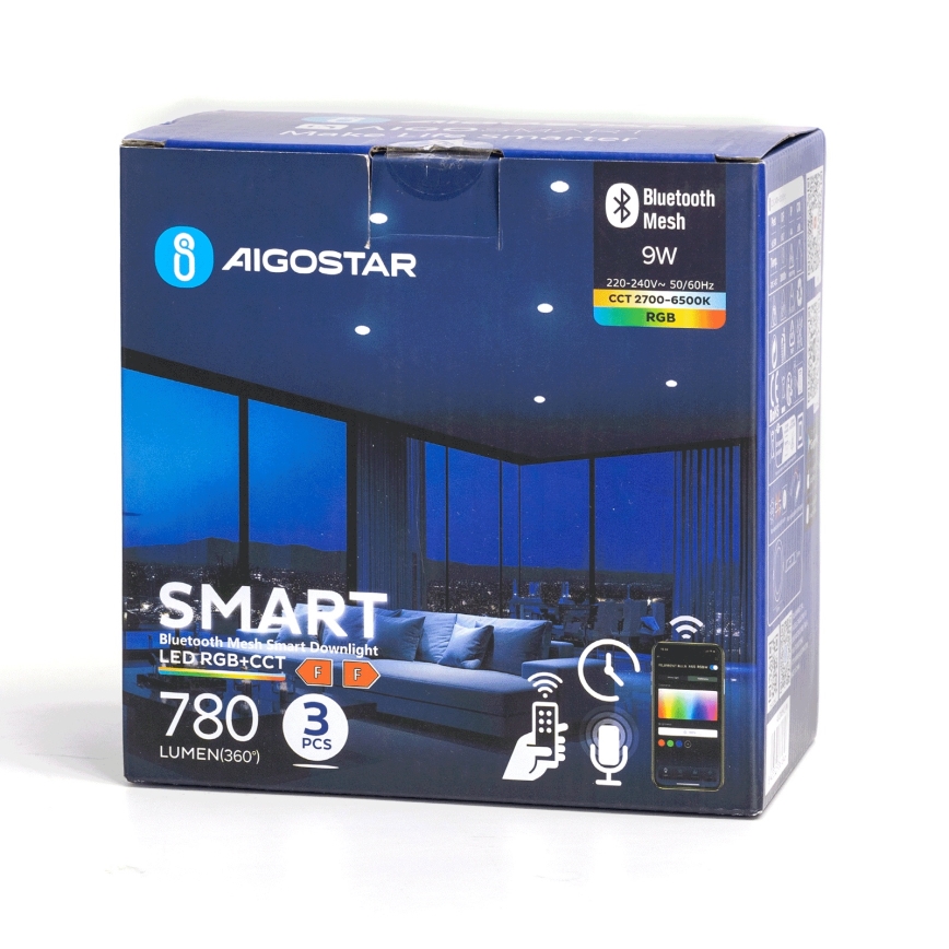 Aigostar - SET 3x LED RGB Prigušiva ugradbena svjetiljka MESH LED/9W/230V 2700K-6500K pr.14,5cm