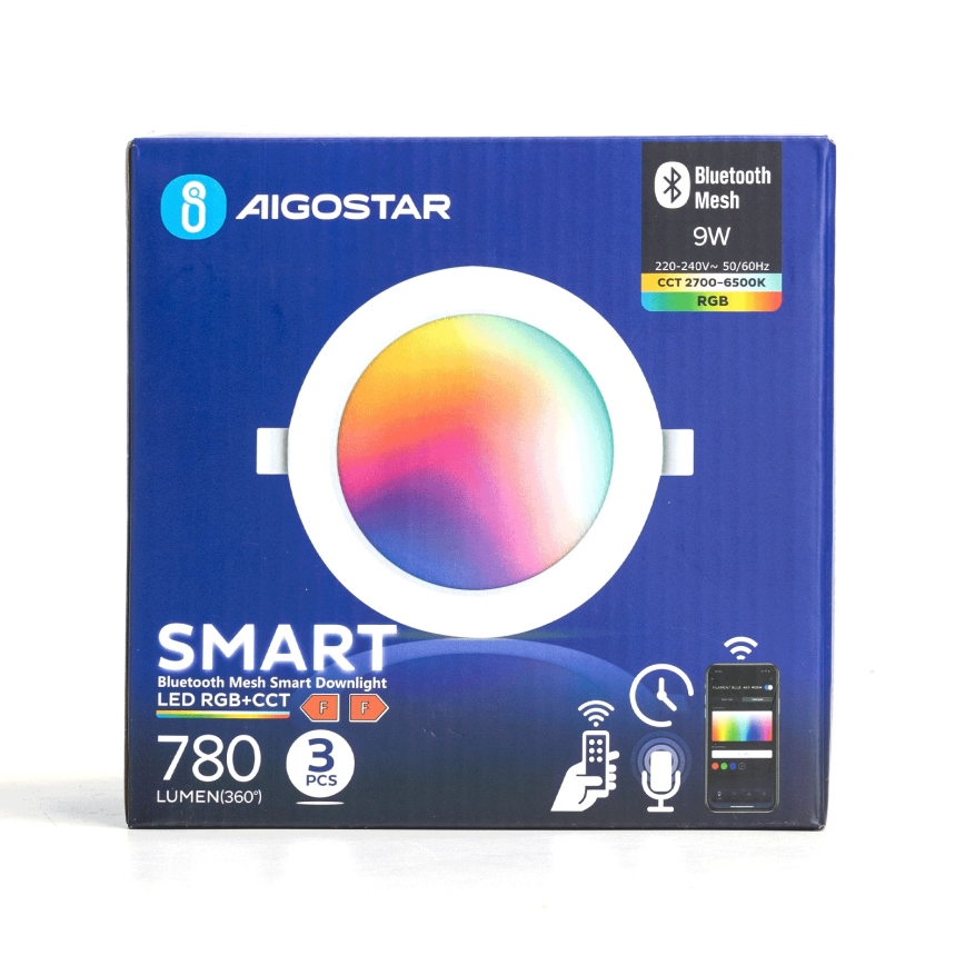 Aigostar - SET 3x LED RGB Prigušiva ugradbena svjetiljka MESH LED/9W/230V 2700K-6500K pr.14,5cm