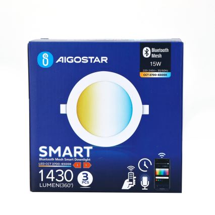 Aigostar - SET 3x LED Ugradbena svjetiljka s prigušivanjem MESH LED/15W/230V 2700K-6500K promjer 17 cm