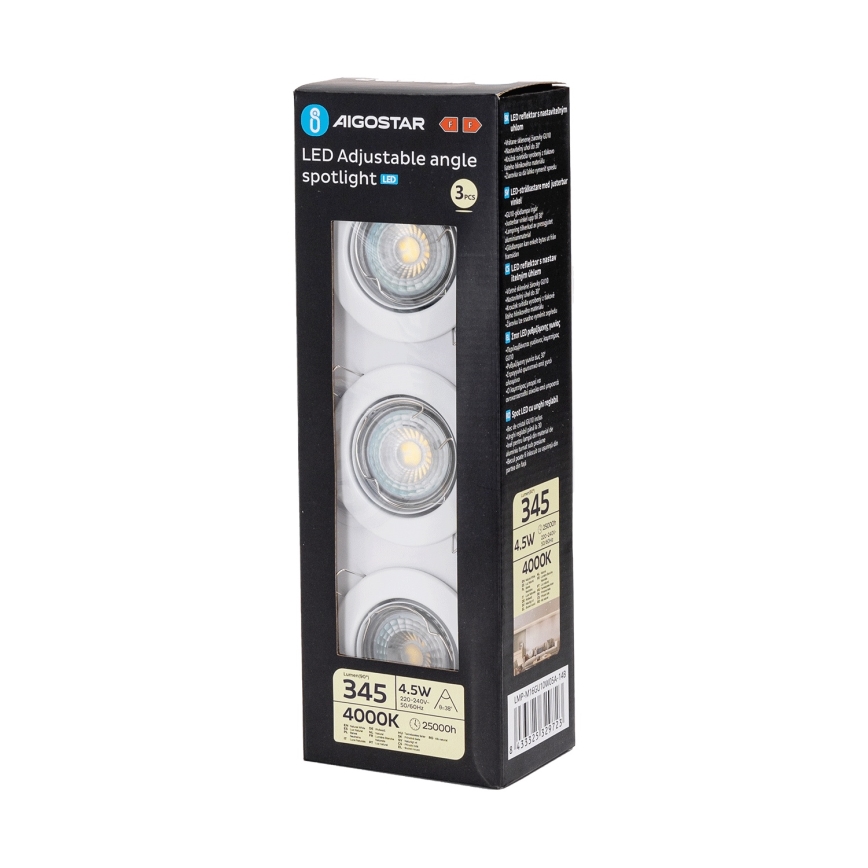 Aigostar - SET 3x LED Ugradna svjetiljka 1xGU10/4,5W/230V 4000K bijela
