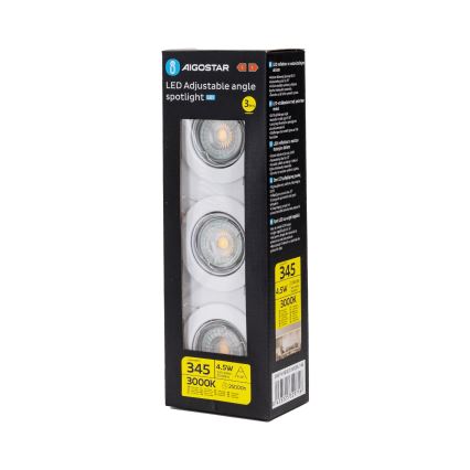 Aigostar - SET 3x LED ugradna svjetla 1xGU10/4,5W/230V 3000K bijela