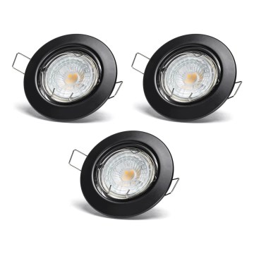 Aigostar - SET 3x LED ugradne stropne svjetiljke 1xGU10/4,5W/230V 4000K crne